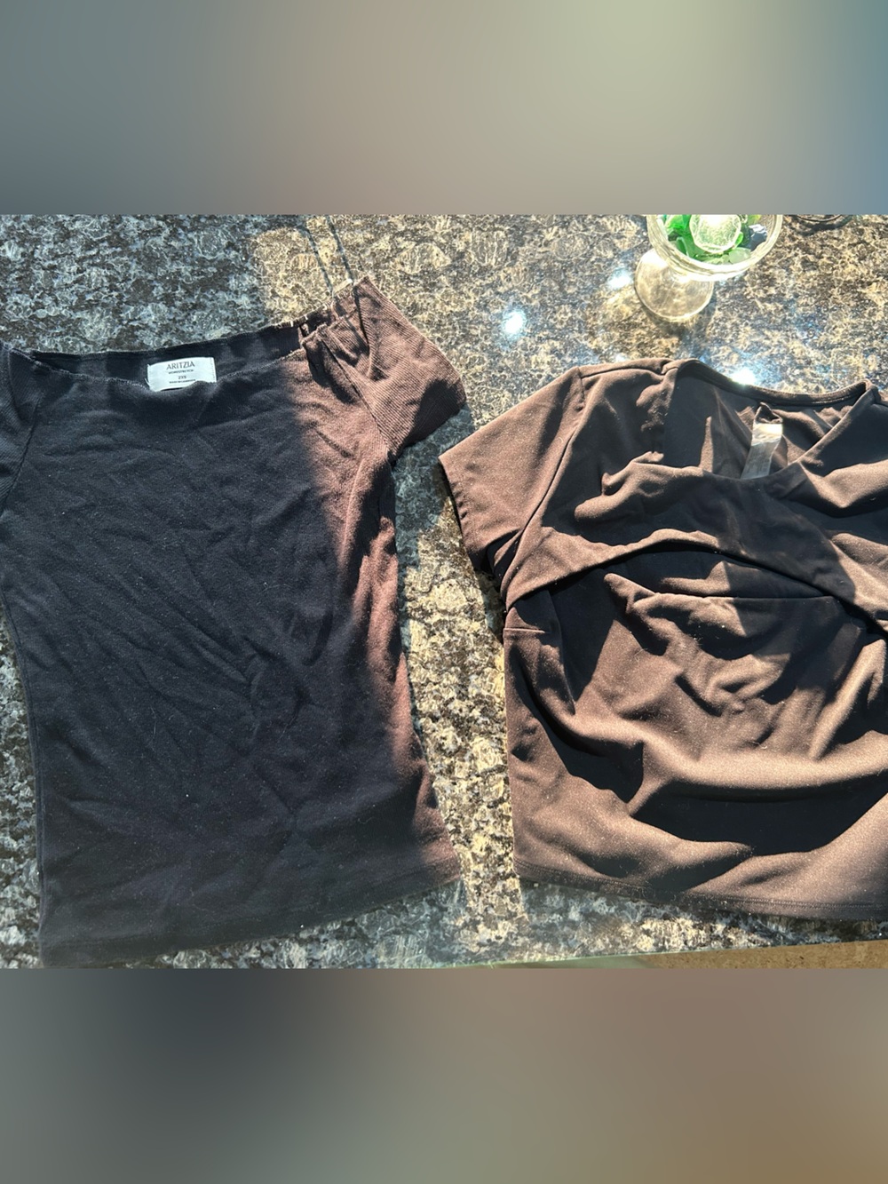 Aritzia Black Knit Top - Stretch Fabric plus cropped Garage shirt